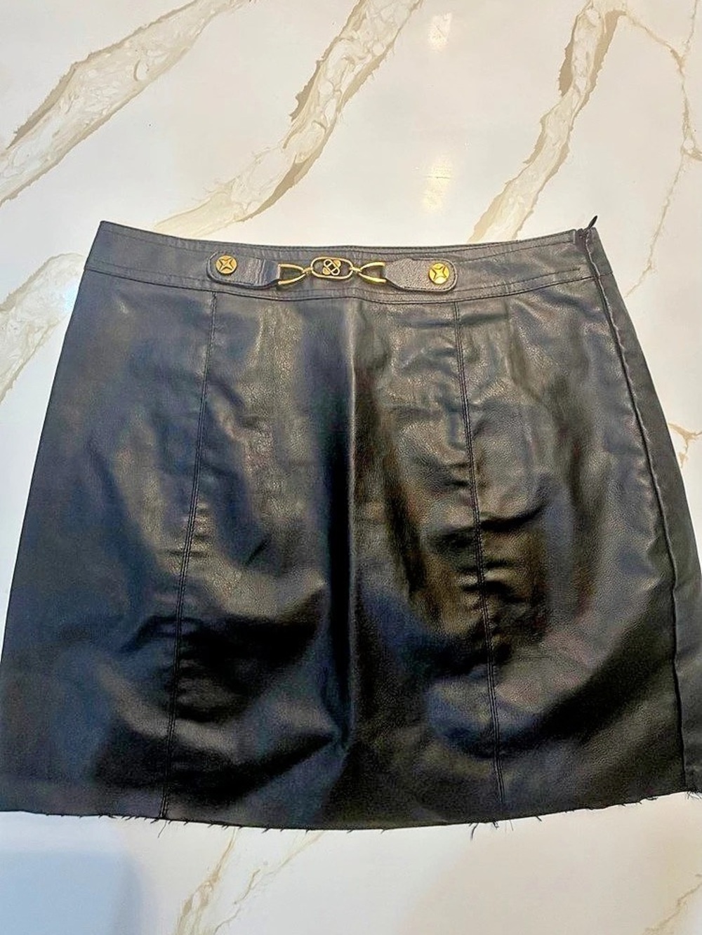 Black Faux Leather Mini Skirt Size Medium